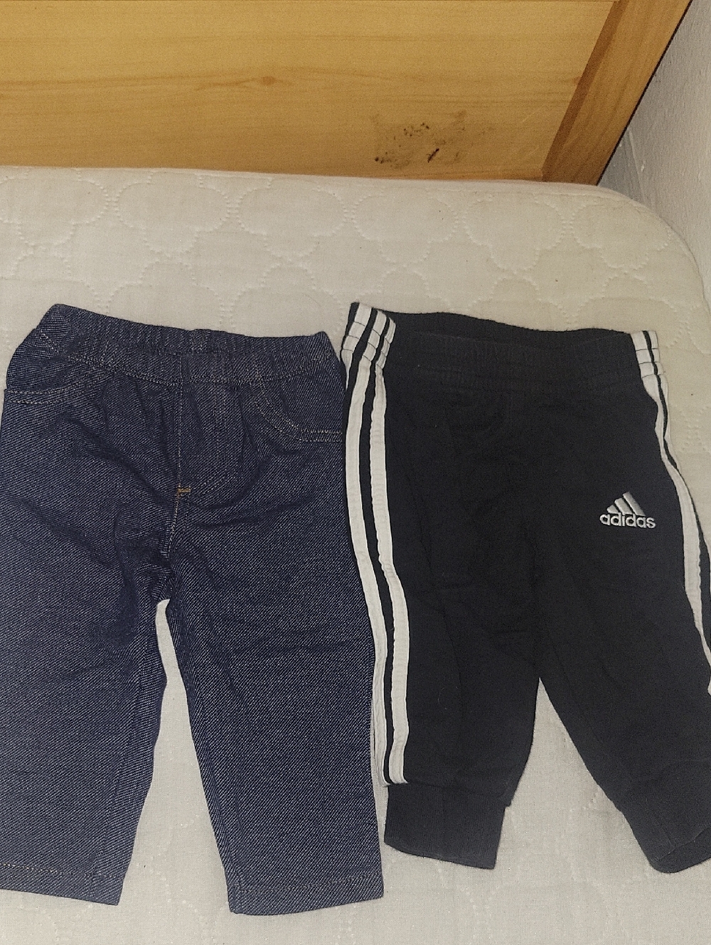 Carters Stretcht Jeans And Adidas Black Toddler Track Pants with White Stripes